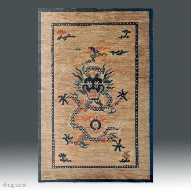No.X0028 * Chinese Antique "Dragon Face" Old Beijing Rug-Carpet. Age:19th Century.Size: 153x225cm(5'1"x7'5").Origin: Beijing. Shape:Rectangle.                   