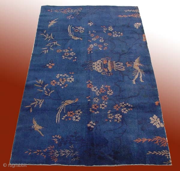 No.X0006 * Chinese Antique Beijing Rugs “Phoenix” Age: About 100 Years Old. Origin: Beijing Shape: Rectangle. Size: 105x210cm (3'5"x6'10") Material: 100% Wool Woven: Hand-knotted 
        