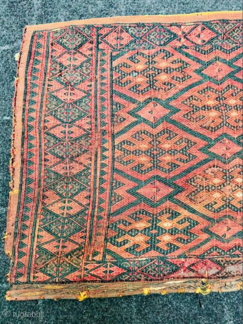 Turkmanistan Antique jaler tribal rug.very small knotted.