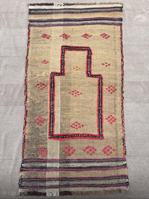 flatwoven prayer rug, probably Baluch                            