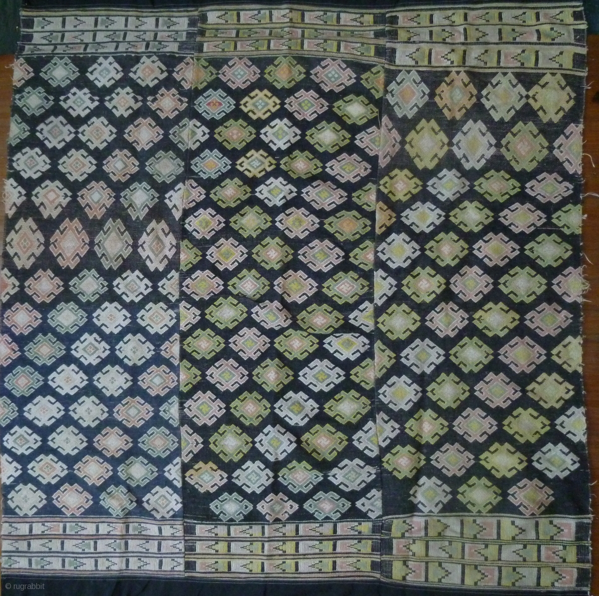 Chinese Stunning three paneled wedding blanket from the Tujia minority