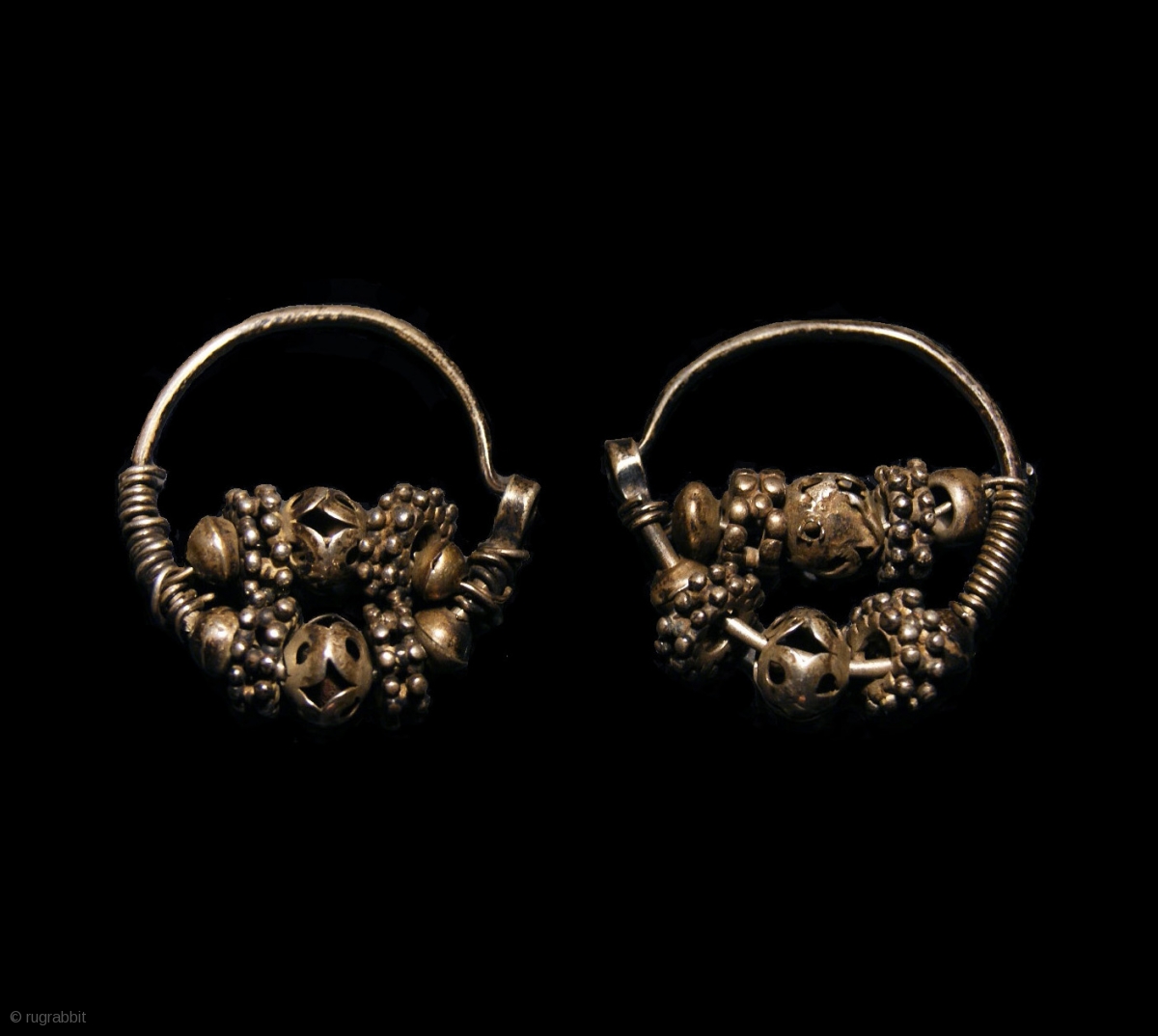 Old Uzbek Silver Earrings Height 4cm X Widith 4cm Weight: 25.9 grams ...