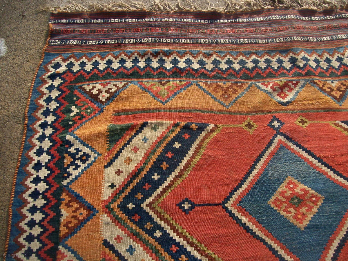 Large SW Persian Qashqai or Kashkuli Kilim with excellent colors. 5'8