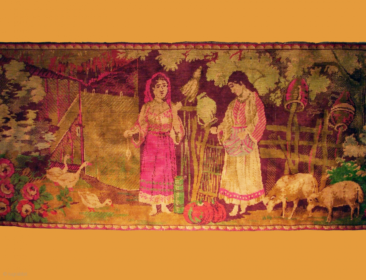 Rare Greek tapestry handwooven with the rug technique in Asia Minor