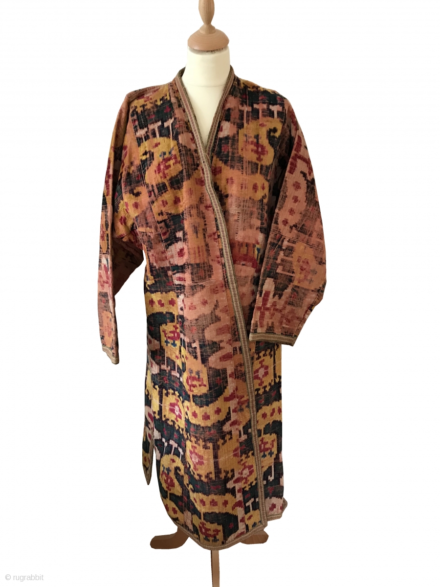 An excellent antique Uzbek silk velvet Ikat Chapan / Robe dating to the ...