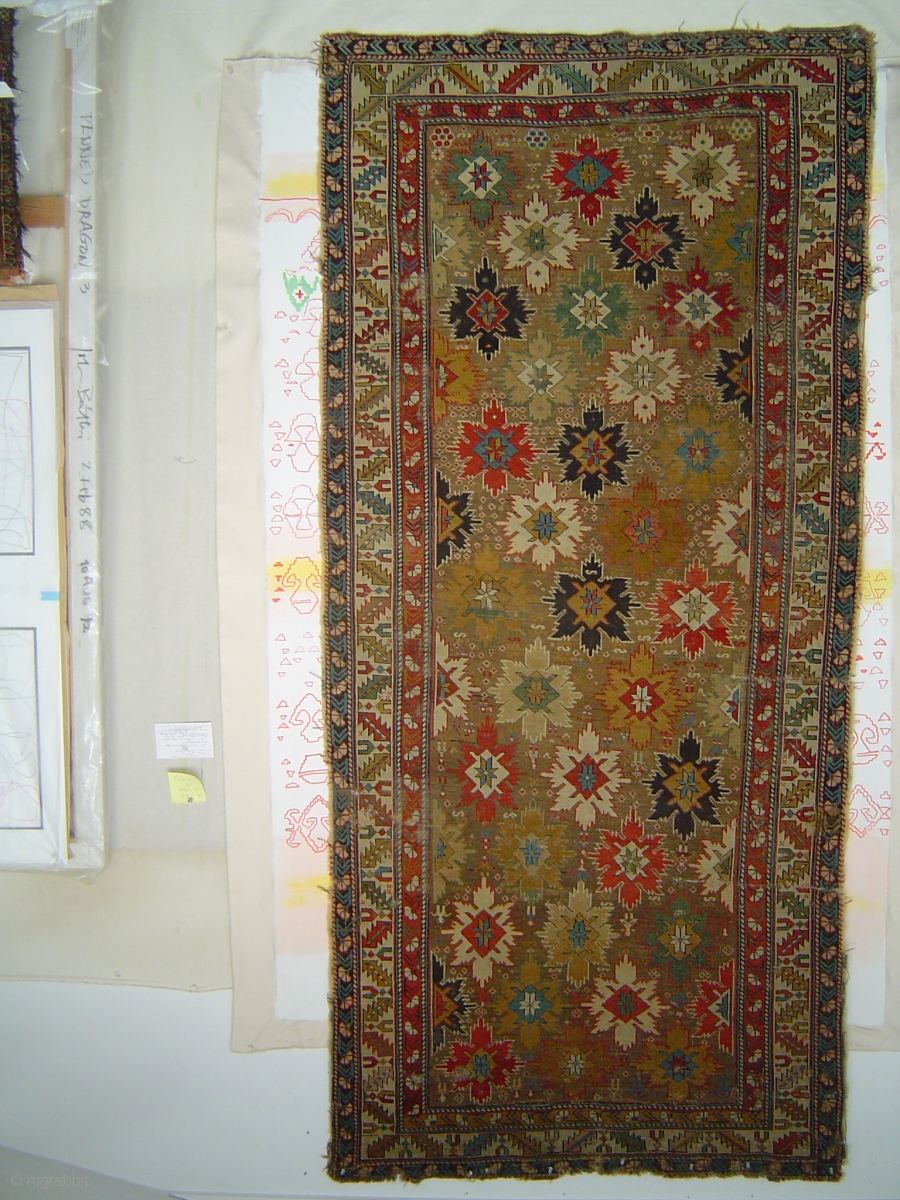 Shirvan Baku 33 Snowflake Stars long rug, 45 x 98 inches (114 x 250 cm ...