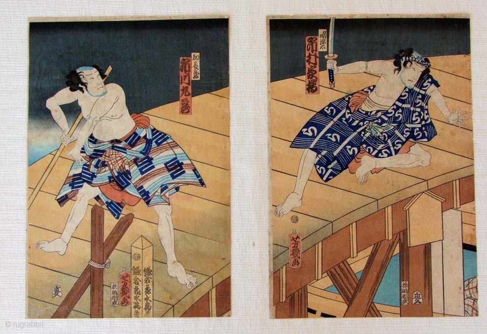 Two Japanese Woodprints by Utagawa Yoshiiku (1833-1904) Good