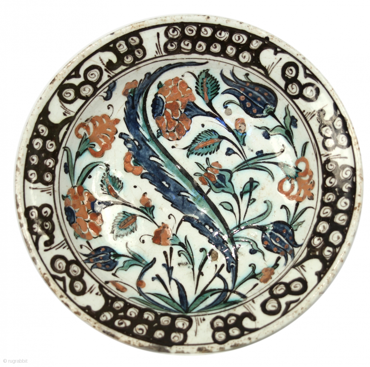 Iznik Plate; Ottoman Empire; Circa 1600; 10'' in diameter; A