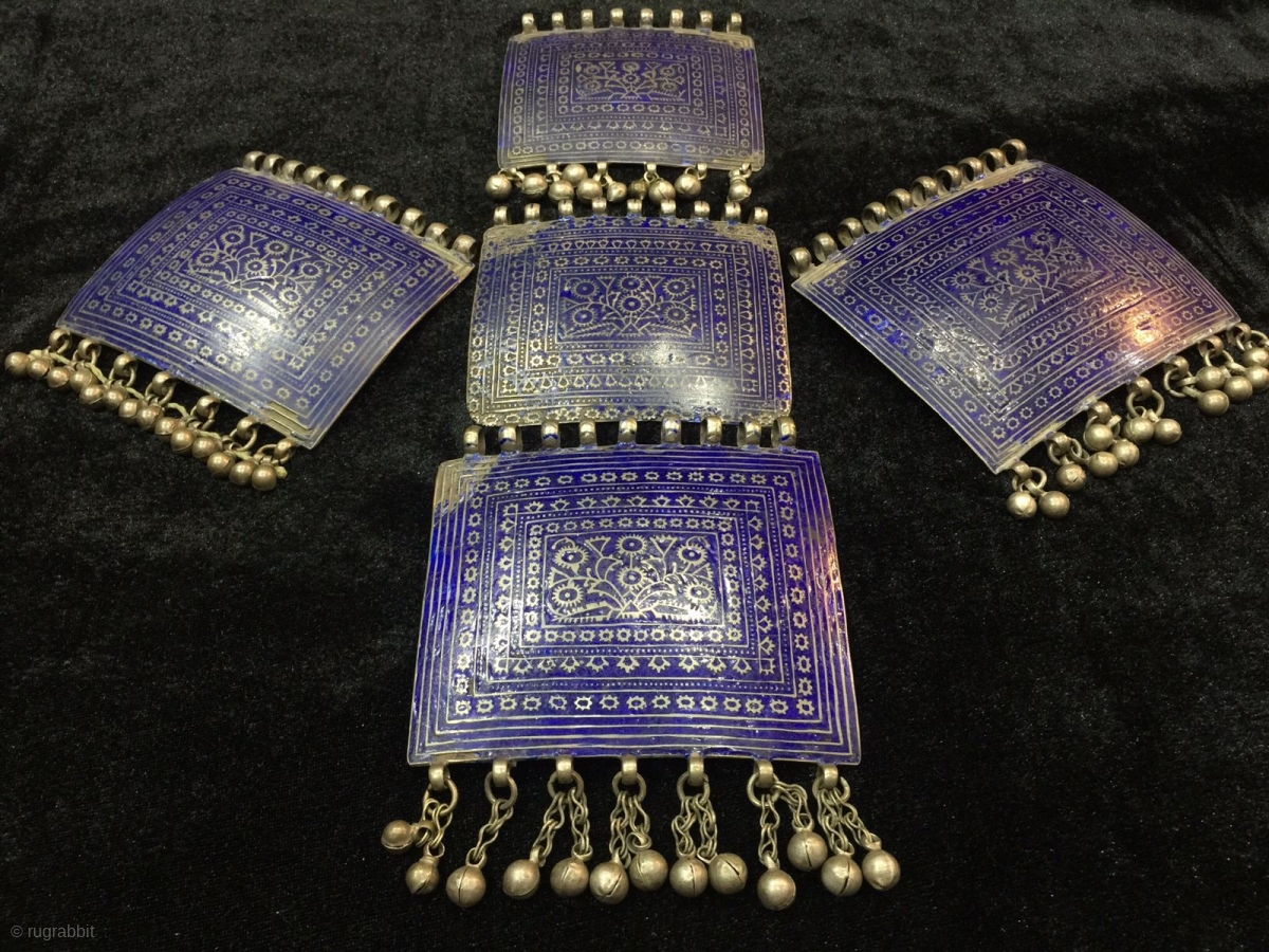 Tribal Multan enameled silver pendants from Multan , Pakistan Complete
