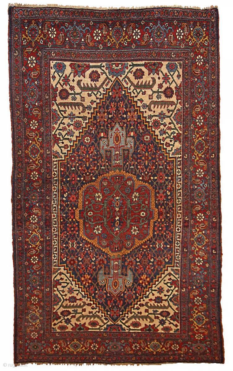 #1B194 Handmade antique Persian Bidjar rug 4.9' x 7.4' ( 149cm x 225cm ...