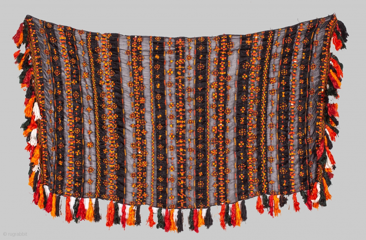 Siwa Shawl,Egypt silk embroidery on voile silk 77 x 131 cm / 30 x 51