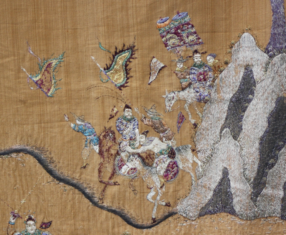 Antique chinese silk embroidery wall hotsell hanging