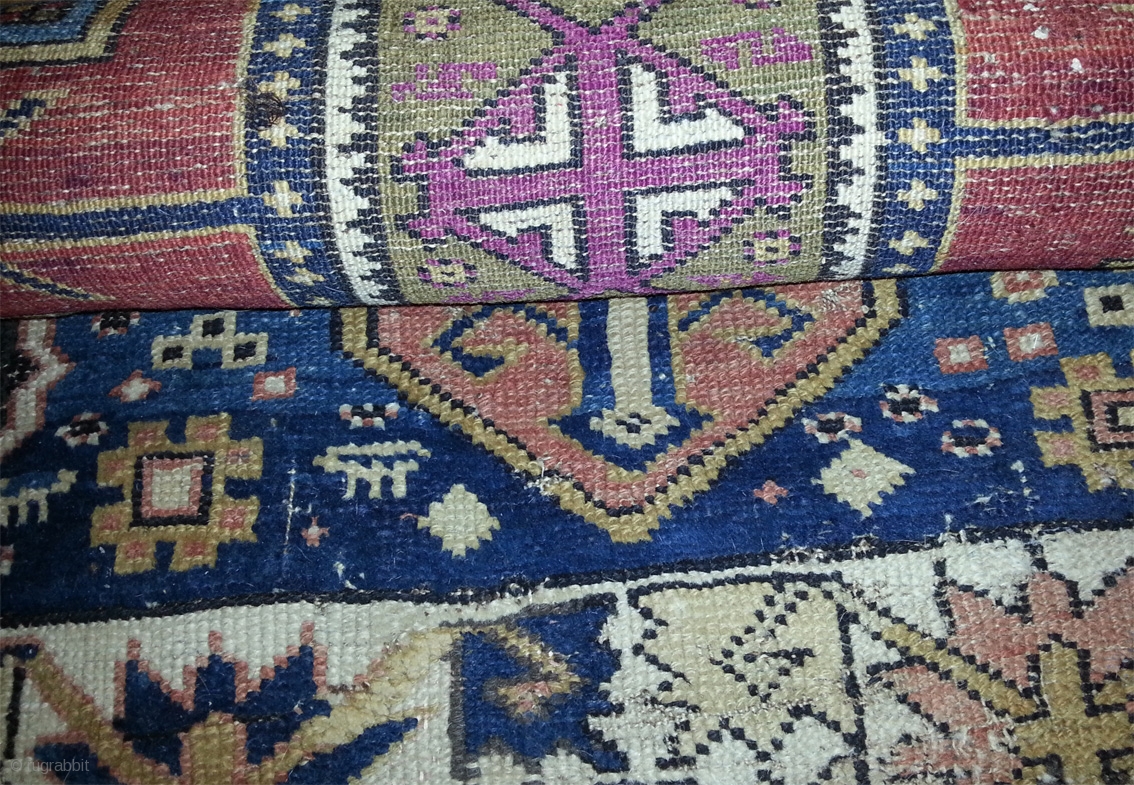 Caucasian carpet with rare designed Medaillons. 278 x 142 cm ...