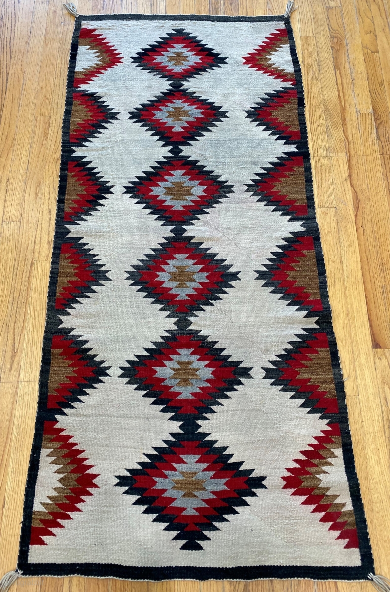 Antique Native American Navajo rug (2'9"x6'ft.)(85x183 cm.) wonderful