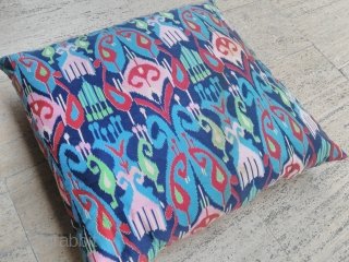 Uzbek Woodan block print pure cotton ower size cushion cover nice İkat cushion bag                   