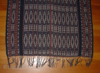 Savu Shawl; Eastern Indonesia: Ikat; Rough Cotton: Deeply saturated dyes. Fine Condition. Mid 20th Century                  