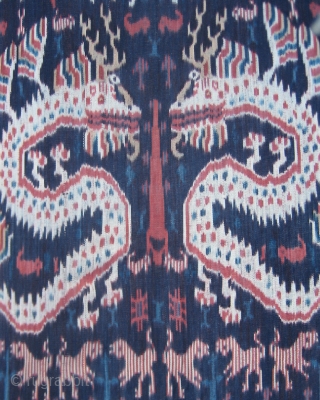 Hinggi Kombu from Sumba in Eastern Indonesia. A very large men's ikat mantle woven with true mastery. Mid- 20th century.             