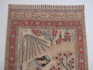 Very attractive 19th century Persian Khalamkari with an Inscription, 2.49m x 1.27m, (8'2" x 4'2"). Available                 