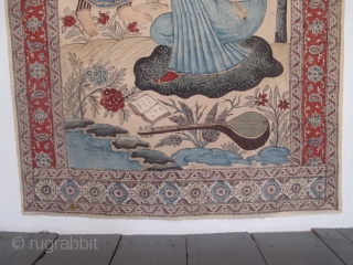 Very attractive 19th century Persian Khalamkari with an Inscription, 2.49m x 1.27m, (8'2" x 4'2"). Available                 