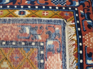 Antique Ningshia meditation rug, 1.38m x 0.70m (4'6" x 2'3"), excellent wool, very good condition. Price £700 plus shipping.              