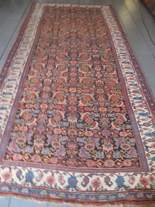 Very nice 19th century Bidjar Kellei, 12ft x 5ft 4 inches (3.65m x 1.65m), wool foundation, delightful colours, including a very nice aubergine, even wear throughout. Sold Thanks.     