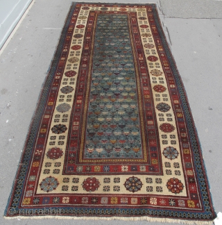 Antique Talish Long Runner with aquamarine field, 2.62m x 1.07m (8'5" x 3'5")                    