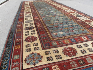 Antique Talish Long Runner with aquamarine field, 2.62m x 1.07m (8'5" x 3'5")                    