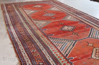Highly dramatic 19th century Sarab Hall Carpet 5.44m x 2.55m (17'11" x 8'4") Edible colours. Combines a wonderful overall composition with numerous interesting elements. This is a very happy carpet!   