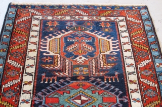 Just in! 19th century North-west Persian runner. 4.00m x 1.05m  (13' x 3'6"). Really good colours, and strong design. Archaic drawing of the medallions. Note also how each medallion is different!  ...