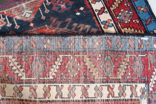 Just in! 19th century North-west Persian runner. 4.00m x 1.05m  (13' x 3'6"). Really good colours, and strong design. Archaic drawing of the medallions. Note also how each medallion is different!  ...