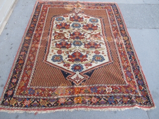 Here is a really beautiful 19th century Afshar rug, 1.67m x 1.31m (5' 5 inches x 4' 3 inches), several old repairs and other damage. Areas of good pile and ends intact.  ...