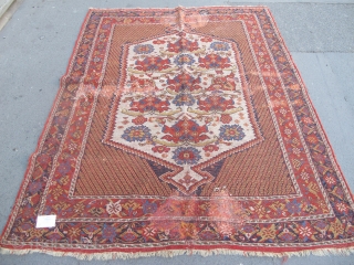 Here is a really beautiful 19th century Afshar rug, 1.67m x 1.31m (5' 5 inches x 4' 3 inches), several old repairs and other damage. Areas of good pile and ends intact.  ...
