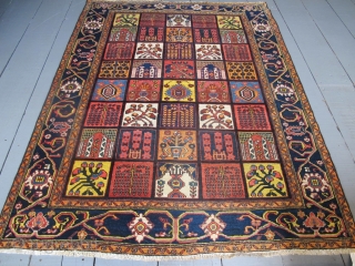 Baktiar Rug with Heshti design, 2.04m x 1.54m, Circa 1890. All natural dyes, good variety to the panels and a very attractive border. This is a very happy rug. Excellent condition.  