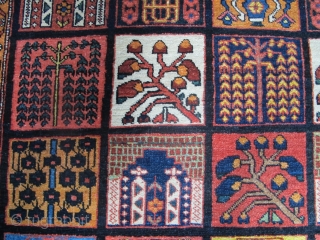 Baktiar Rug with Heshti design, 2.04m x 1.54m, Circa 1890. All natural dyes, good variety to the panels and a very attractive border. This is a very happy rug. Excellent condition.  