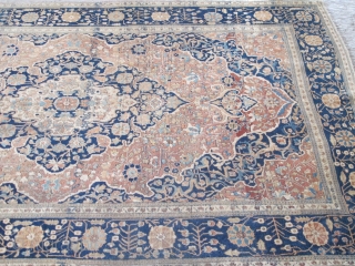 Mokhtashem Kashan Rug, 1.98m x 1.30m (6'7" x 4'3") Velvety 'Kurk' wool and a fine weave, high knot count. Subtle colours and a restrained elegant design. Very good pile, very minor restoration  ...