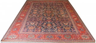 Fine Sultanabad Carpet, 19th century, 3.85m x 2.90m (12'7" x 9'6"), very attractive colours and crisply drawn design. Thin pile and fine quality. Very good condition. Just added to my website www.aaronnejad.com 