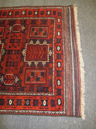 Timuri Belouch Rug, 19th century 1.94m x 1.23m including flatweave ends. Very interesting elements, including a great border. Lustrous wool, wonderful dyes, retains its original ends. Some minor moth damage and repaired  ...