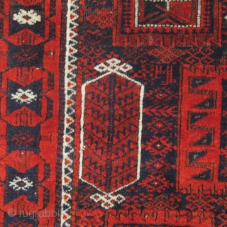 Timuri Belouch Rug, 19th century 1.94m x 1.23m including flatweave ends. Very interesting elements, including a great border. Lustrous wool, wonderful dyes, retains its original ends. Some minor moth damage and repaired  ...
