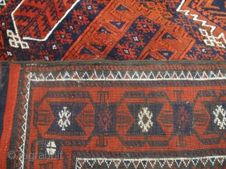 Timuri Belouch Rug, 19th century 1.94m x 1.23m including flatweave ends. Very interesting elements, including a great border. Lustrous wool, wonderful dyes, retains its original ends. Some minor moth damage and repaired  ...