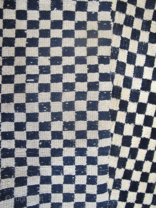 Tibetan Checkerboard Rug, 1.62m x 0.93m (5'3" x 3'1")
Alternate squares of dark blue and undyed ivory wool. Subtlety and texture are provided by the abrash and the slight variation in each of  ...