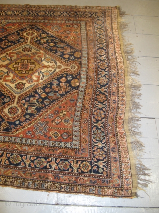 19th century Qashqai Rug, 2.83m x 1.56m (9'3" x 5'2") very soft wool, beautiful colours and in excellent original condition.             