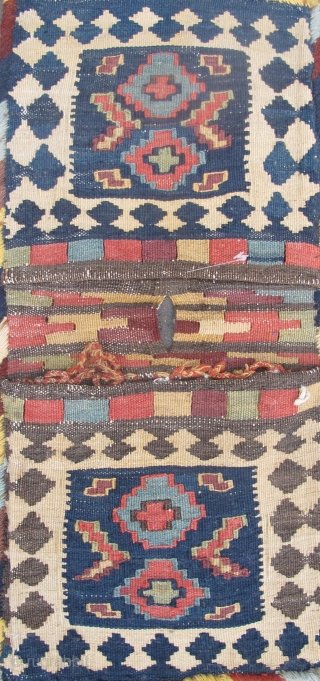 19th century Shahsavan Kilim Technique Bags 54cm x 26cm (1'10" x 11"), All good dyes, complete.                 