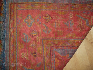 Oushak carpet, western Anatolia, circa 1890, 3.43m x 2.18m (11'3" x 7'2"). A lovely carpet with good colour, well spaced design and good fleecy wool. In excellent condition. Clean and ready for  ...