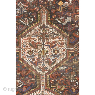 Khamseh rug, first quarter 20th century, 260 x 103 cm (102” x 40,5”)
South Persia Tribal

A rug woven by members of the Khamseh Arab tribe, with the classic line of medallions enclosed by  ...