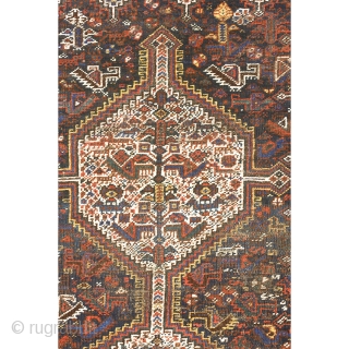 Khamseh rug, first quarter 20th century, 260 x 103 cm (102” x 40,5”)
South Persia Tribal

A rug woven by members of the Khamseh Arab tribe, with the classic line of medallions enclosed by  ...