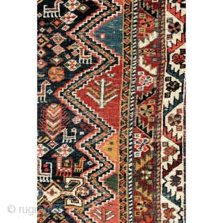 Qashqai rug, early 20th century, 218 x 120 cm (86” x 47”)
South Persia Tribal

A classic three medallion design, but with the addition of smaller medallions on the axis. The larger ones feature  ...