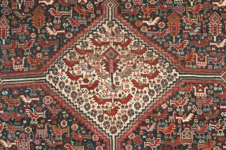 Antique Khamseh rug, Arab tribe, early 20Th century. 303 x 189cm ( 119”x 74,5”). 
South Persia Tribal

An imposing classic three medallions piece, formerly part of The Kosow Collection, the most important private  ...