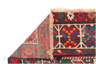Kazak rug, late 19th century/early 20th century, 254 x 117 cm (100” x 46”)

Kazak Lenkoran, showing characteristic “cross” motifs, saturated and nice colors.
Condition: low pile all around, some foundations, old small repairs,  ...