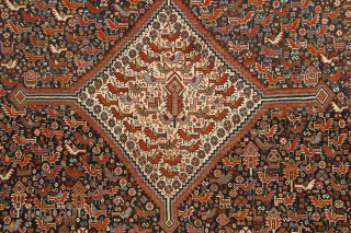 Antique Khamseh rug, Arab tribe, early 20Th century. 
303 x 189cm ( 119”x 74,5”)
South Persia Tribal

An imposing classic three medallions piece, formerly part of The Kosow Collection, the most important private collection  ...