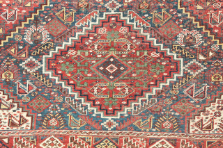 Antique Khamseh or Qashqai Rug, early 20th century

193 cm x 153 cm

This is an antique rug, woven by tribal women in early 20 th century. Designed with three medallions, that is a  ...